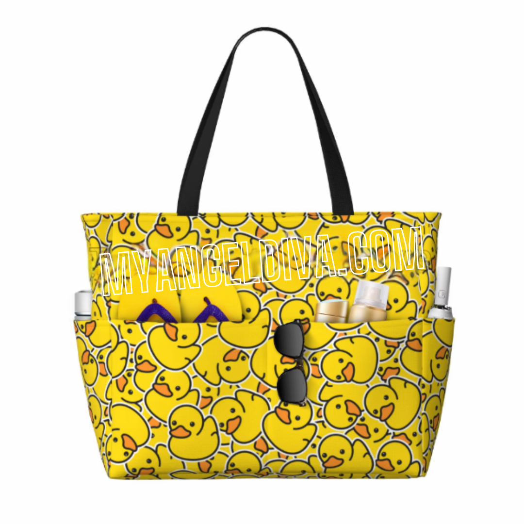 Große Strandtasche in Gelb mit Gummiente