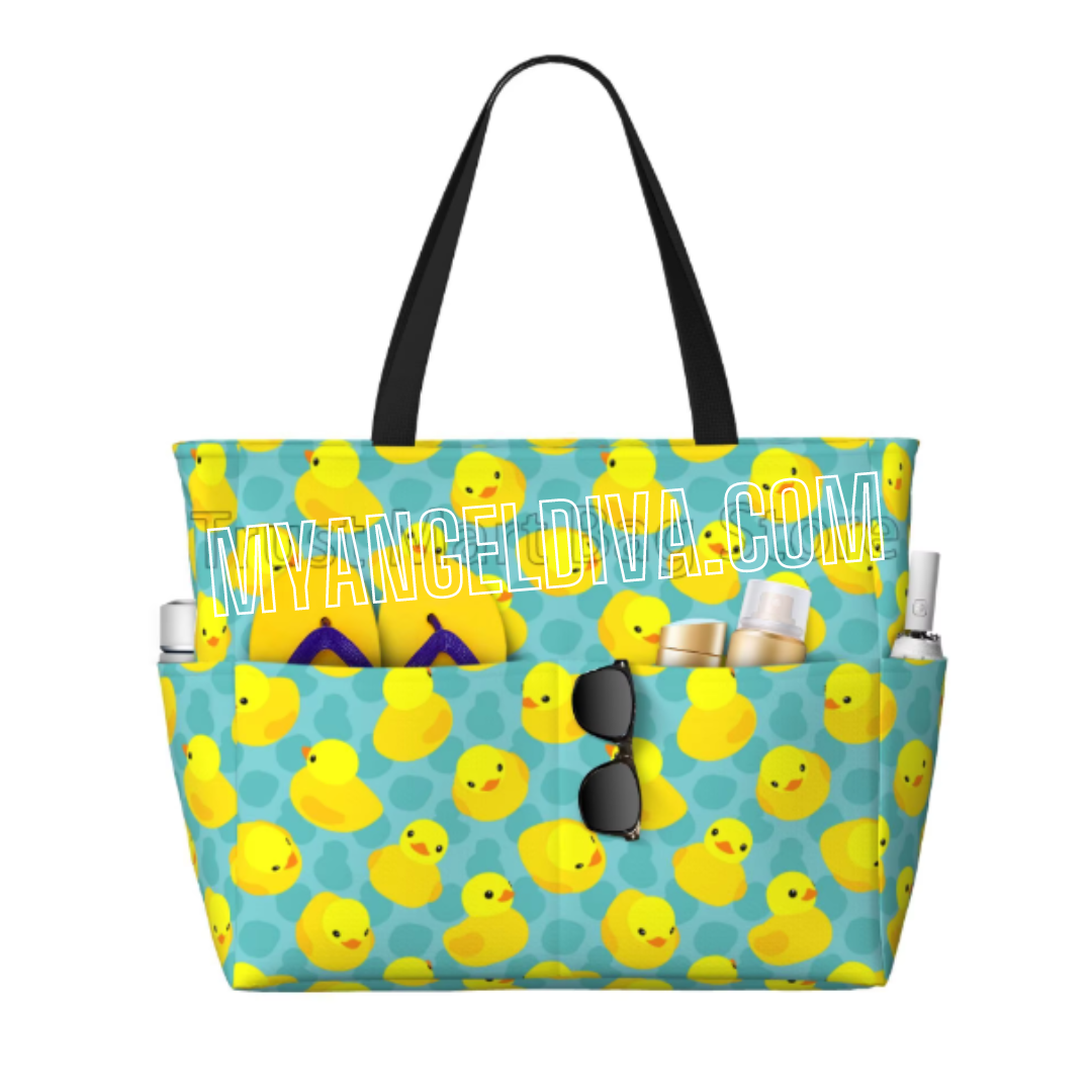 Große Strandtasche in Gelb mit Gummiente 