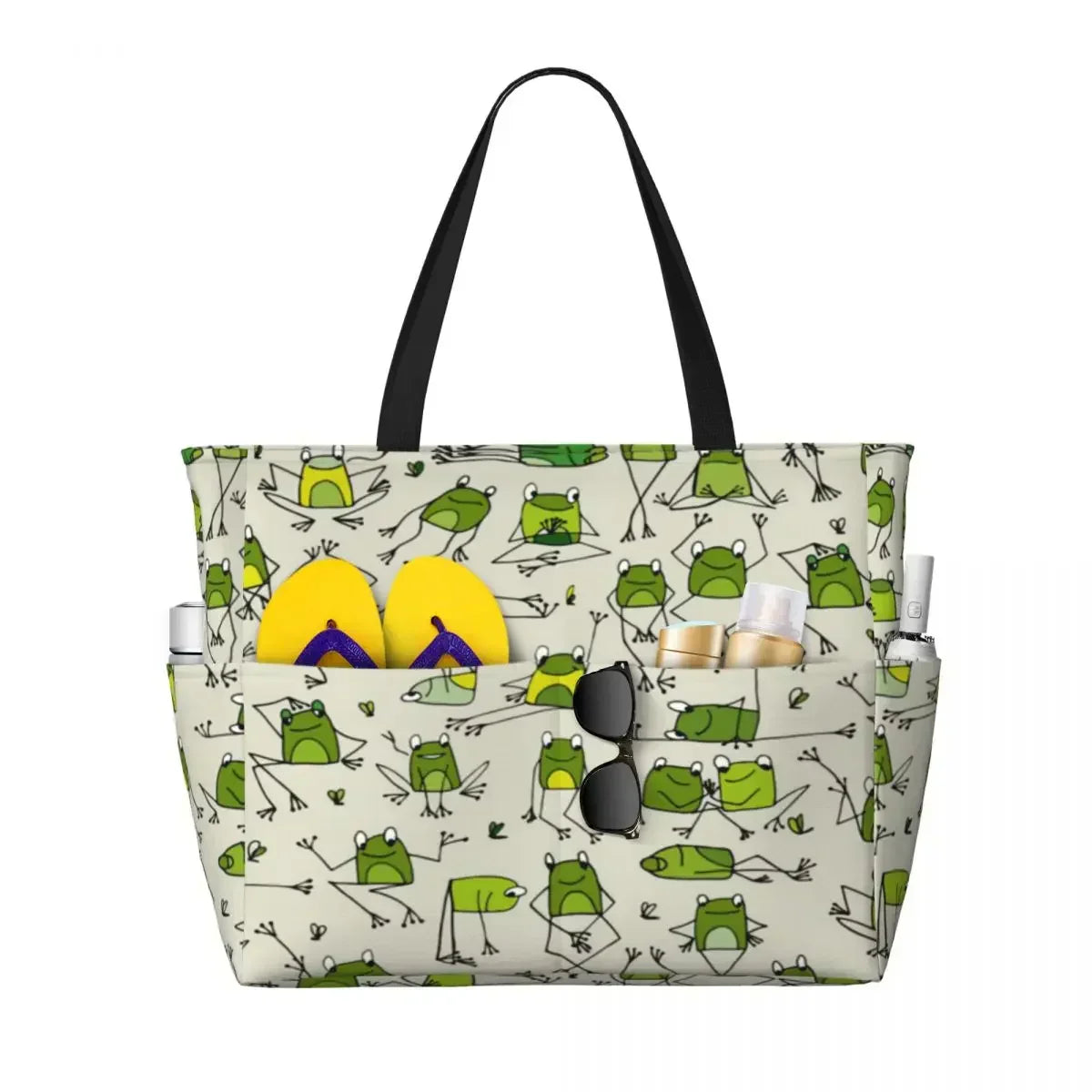 Große Strandtasche mit Froschmotiv 